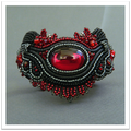 Bracelet with Czech cabochon and leather