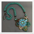 Floral pendant with agate and howlite