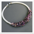 Fluorite and amethyst rope necklace