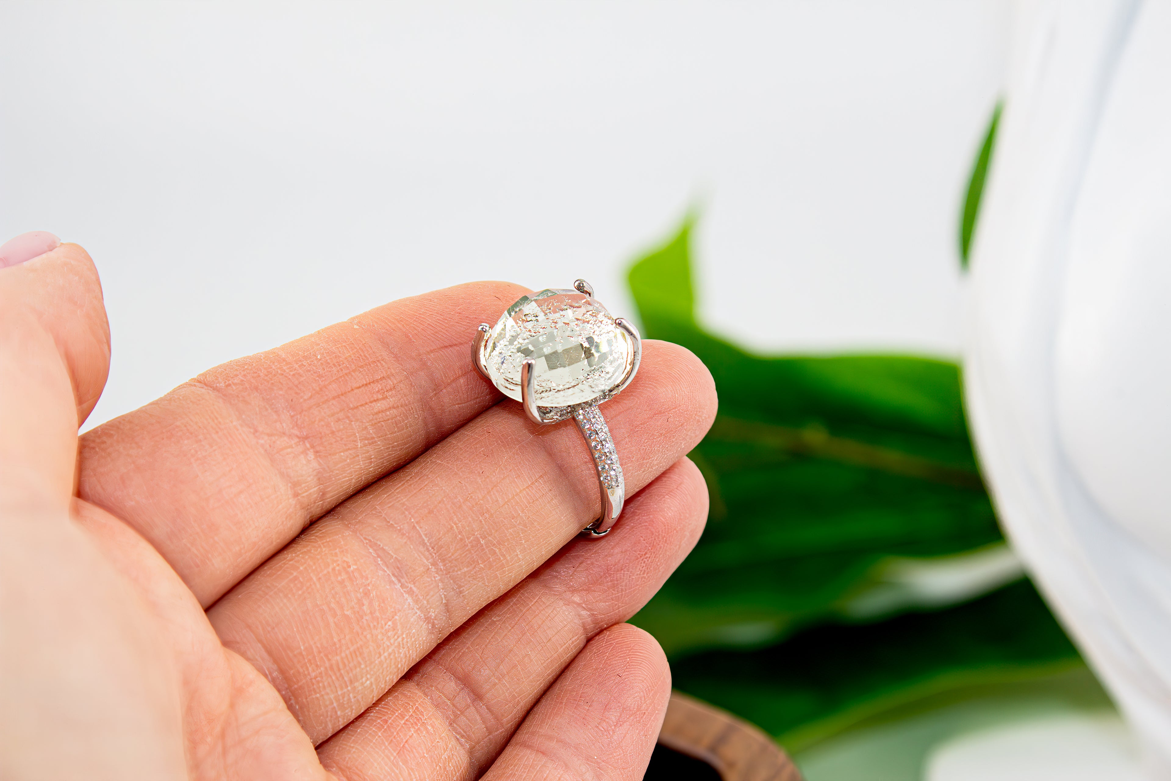 Green amethyst set - earrings and ring