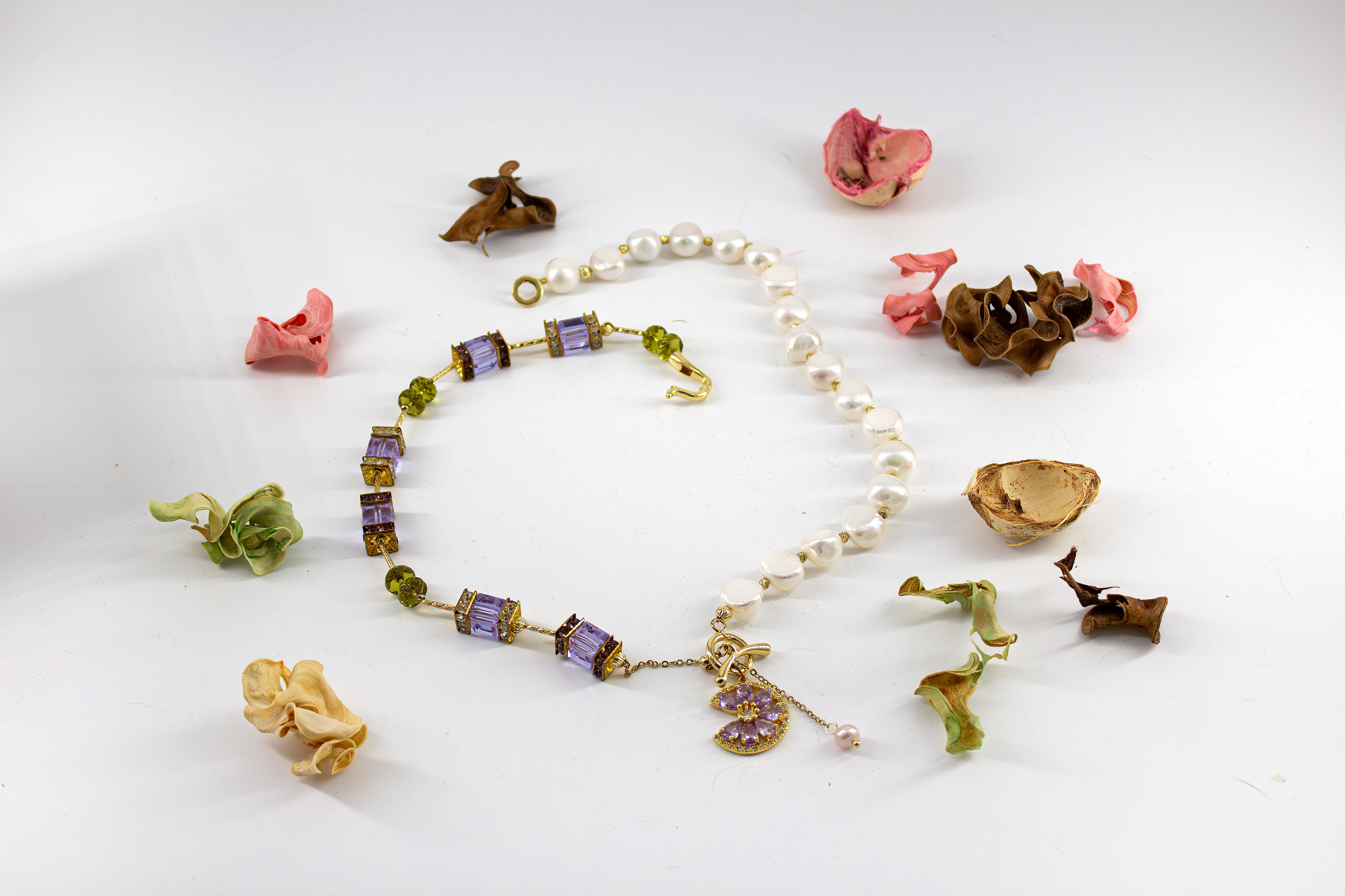 Swarovski glass cube and pearl