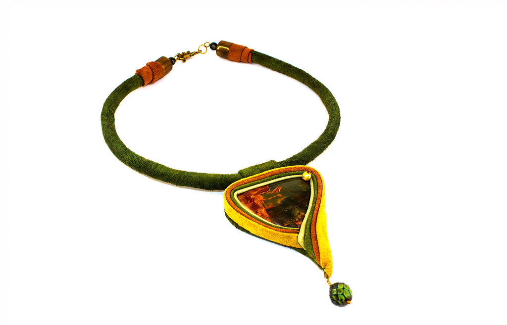 Handcrafted Leather Necklace with Jasper