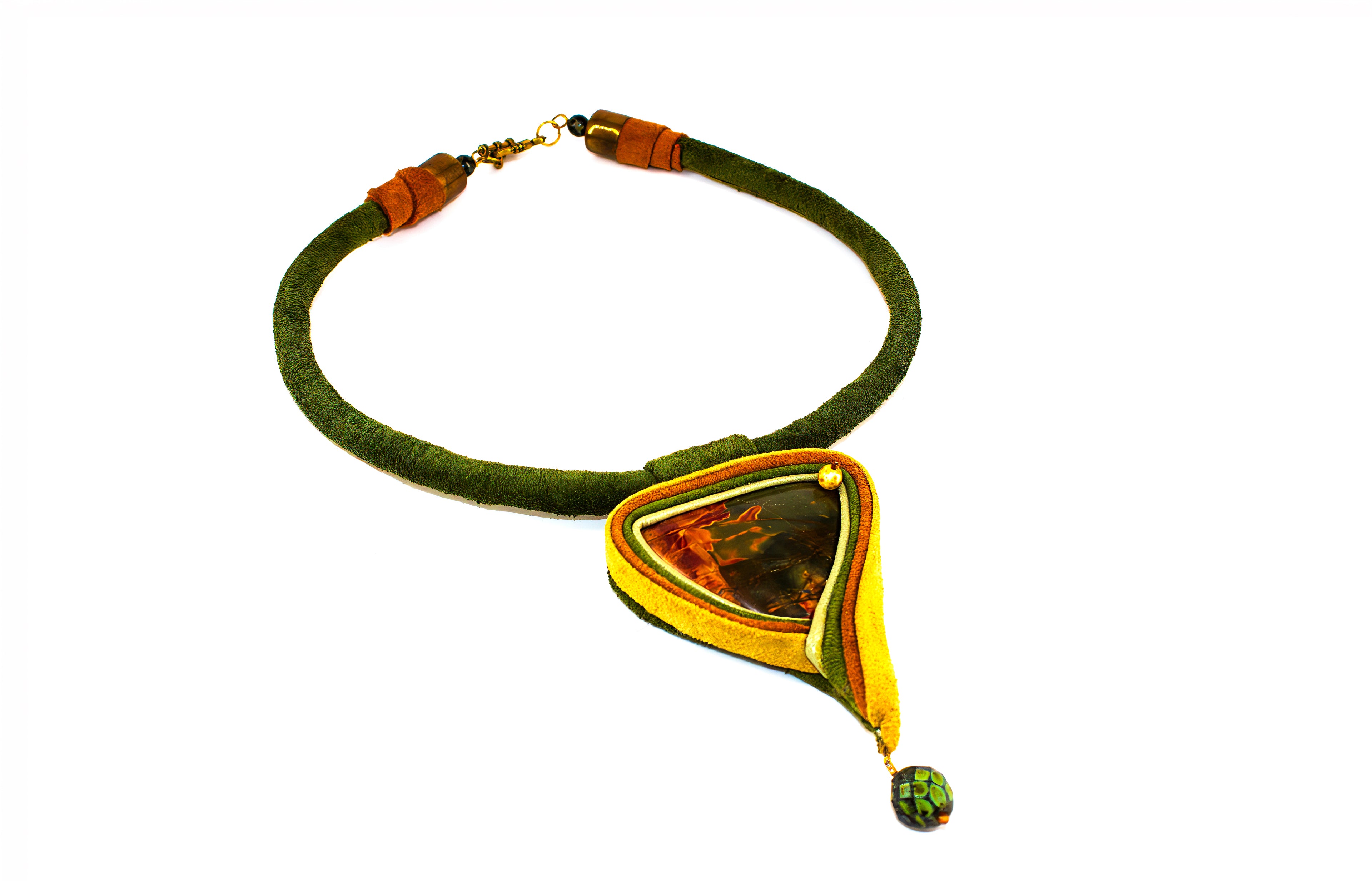 Handcrafted Leather Necklace with Jasper