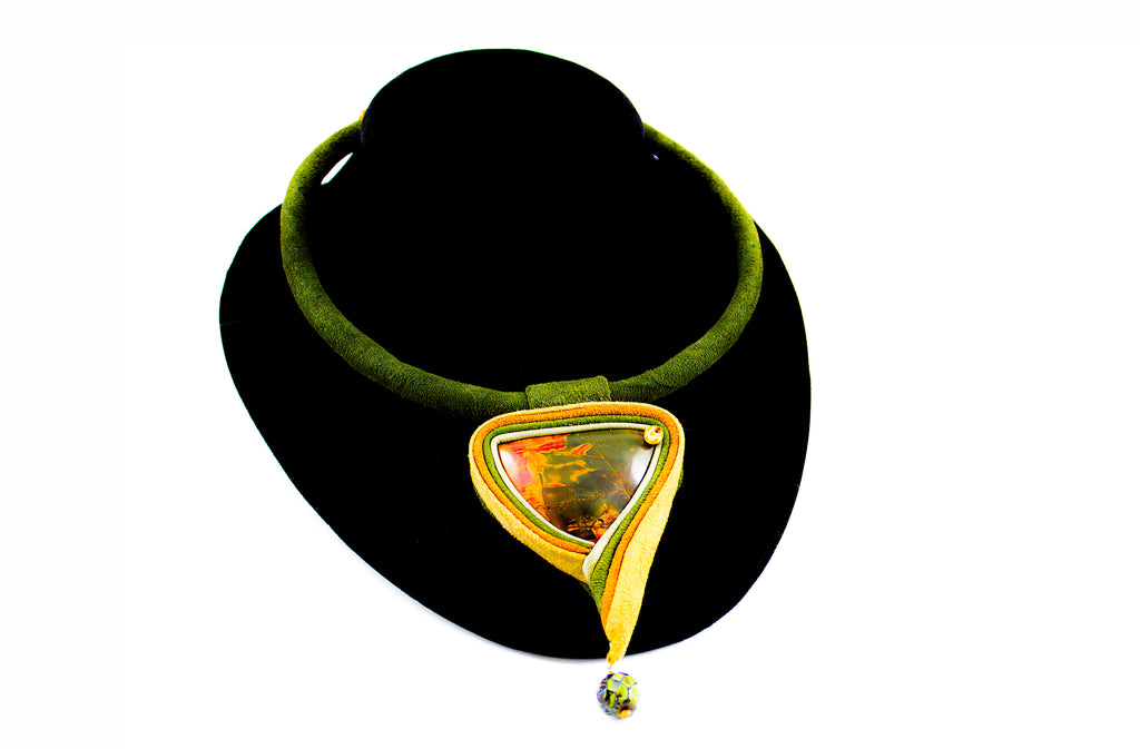 Handcrafted Leather Necklace with Jasper