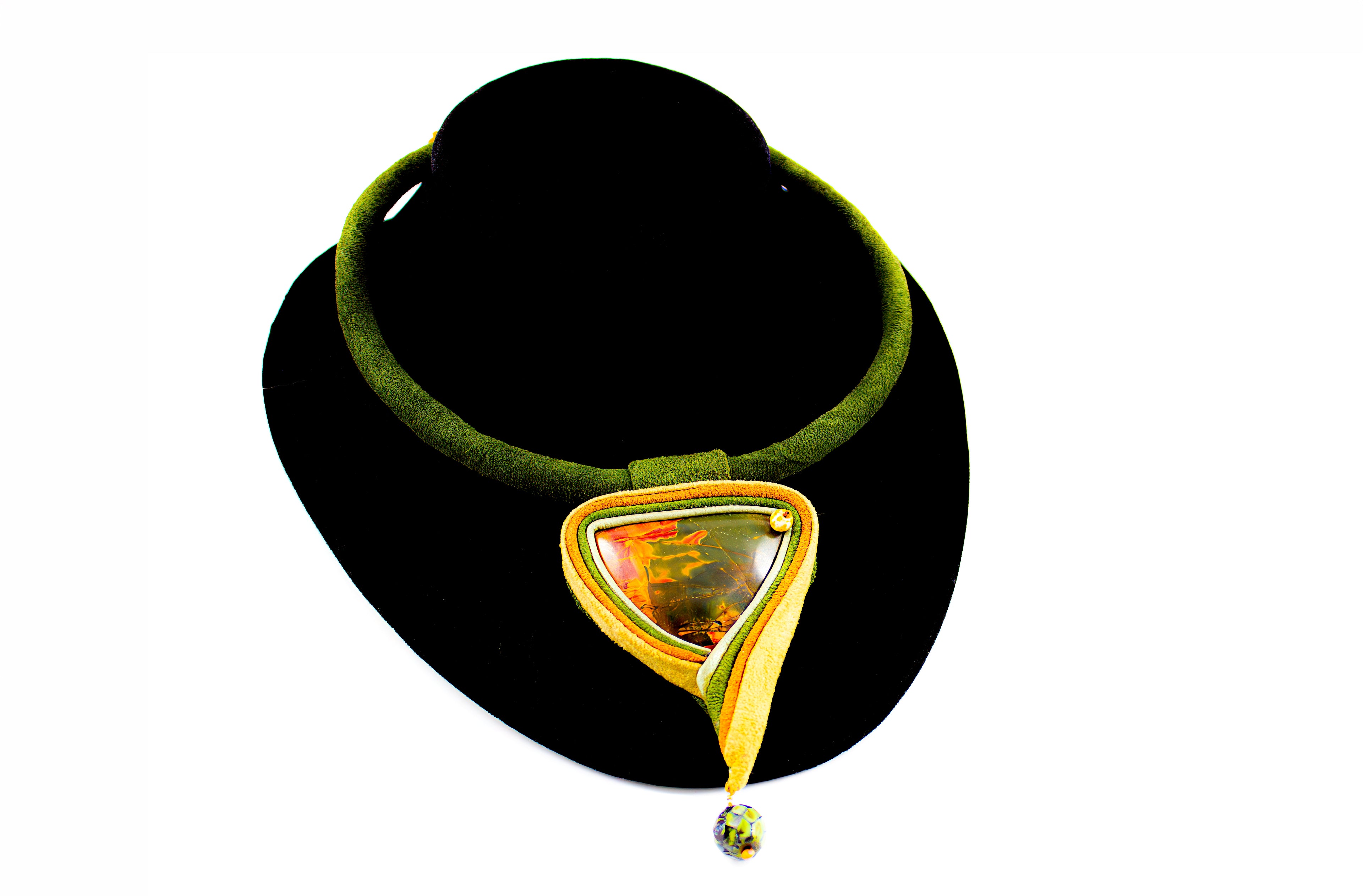 Handcrafted Leather Necklace with Jasper
