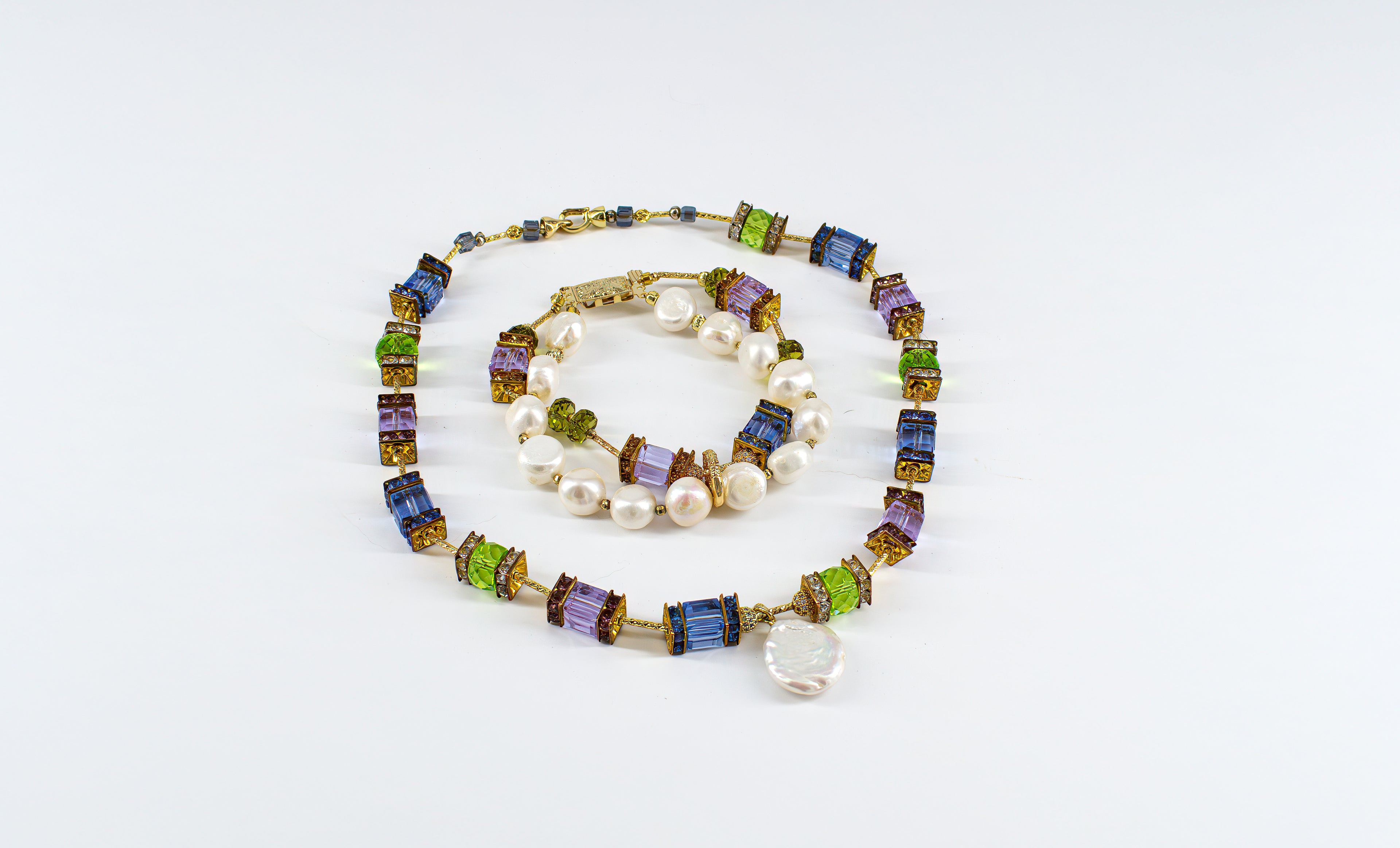 Crystals and Pearl Set