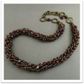 Knitted garnet rope necklace