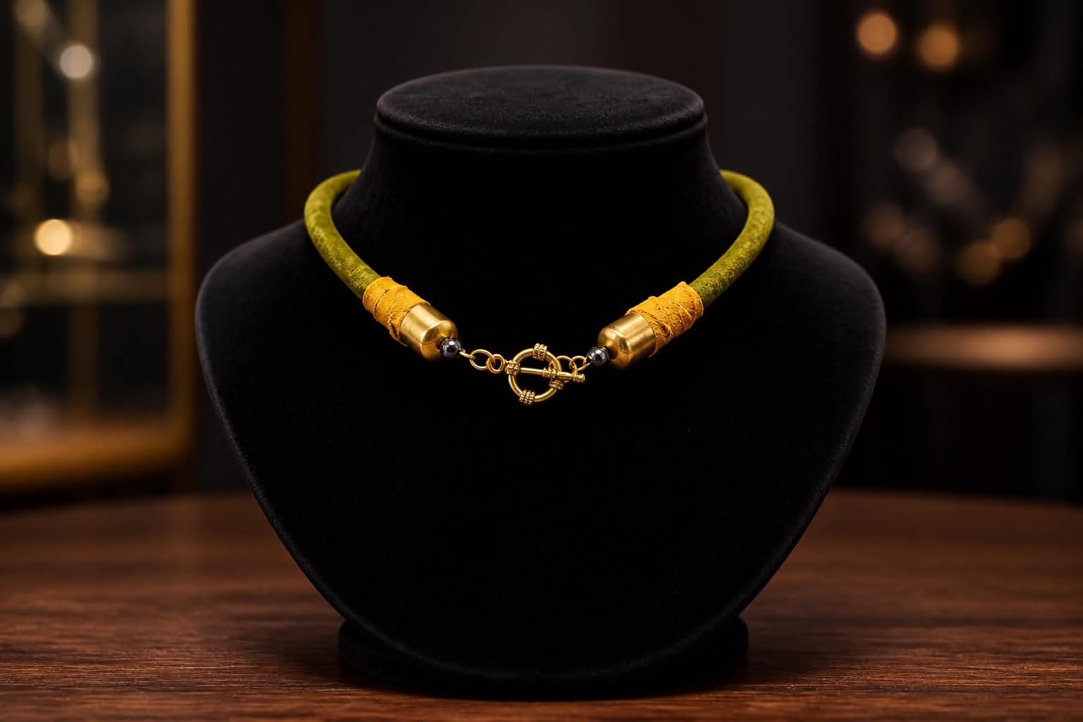 Handcrafted Leather Necklace with Jasper