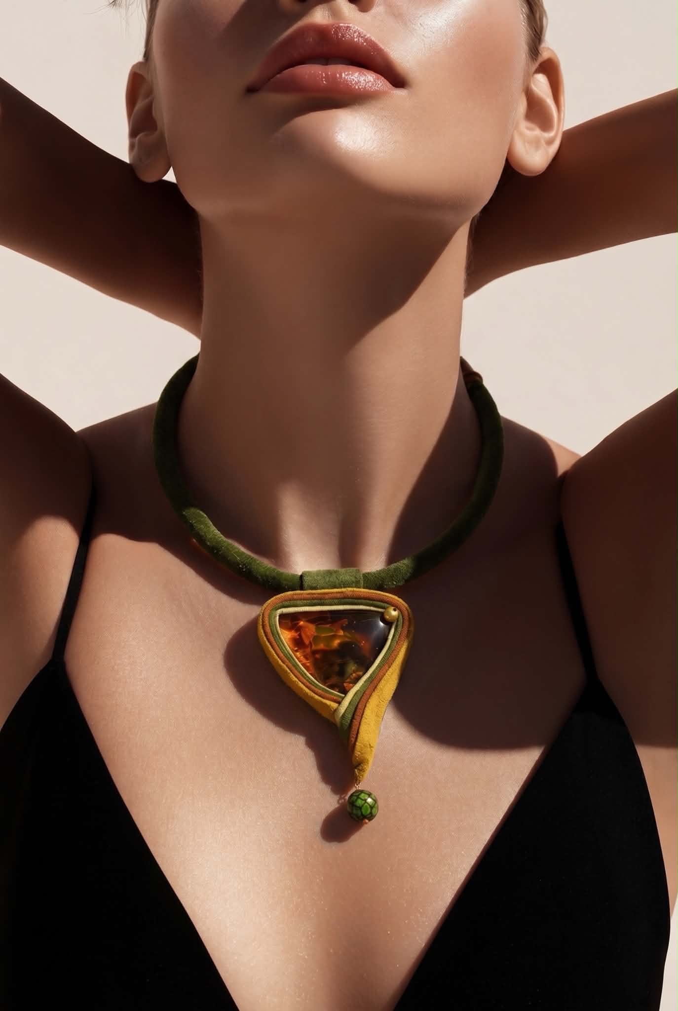 Handcrafted Leather Necklace with Jasper