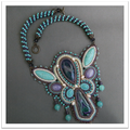 Necklace with agate, howlite, and jadeite