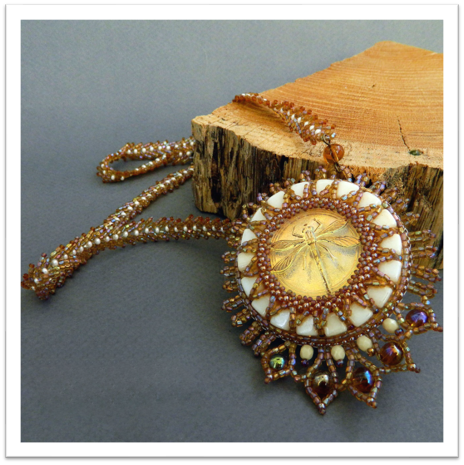 Pendant with a Czech cabochon on a Saint Petersburg chain