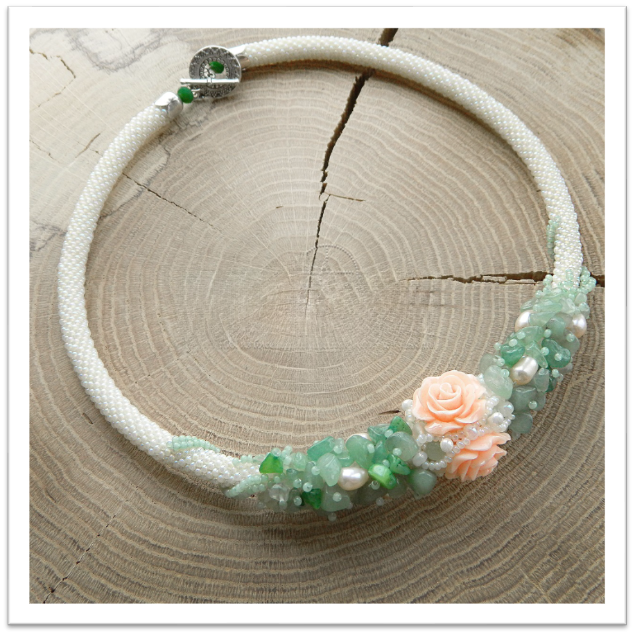 Rope necklace with aventurine