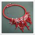 Rope necklace with coral