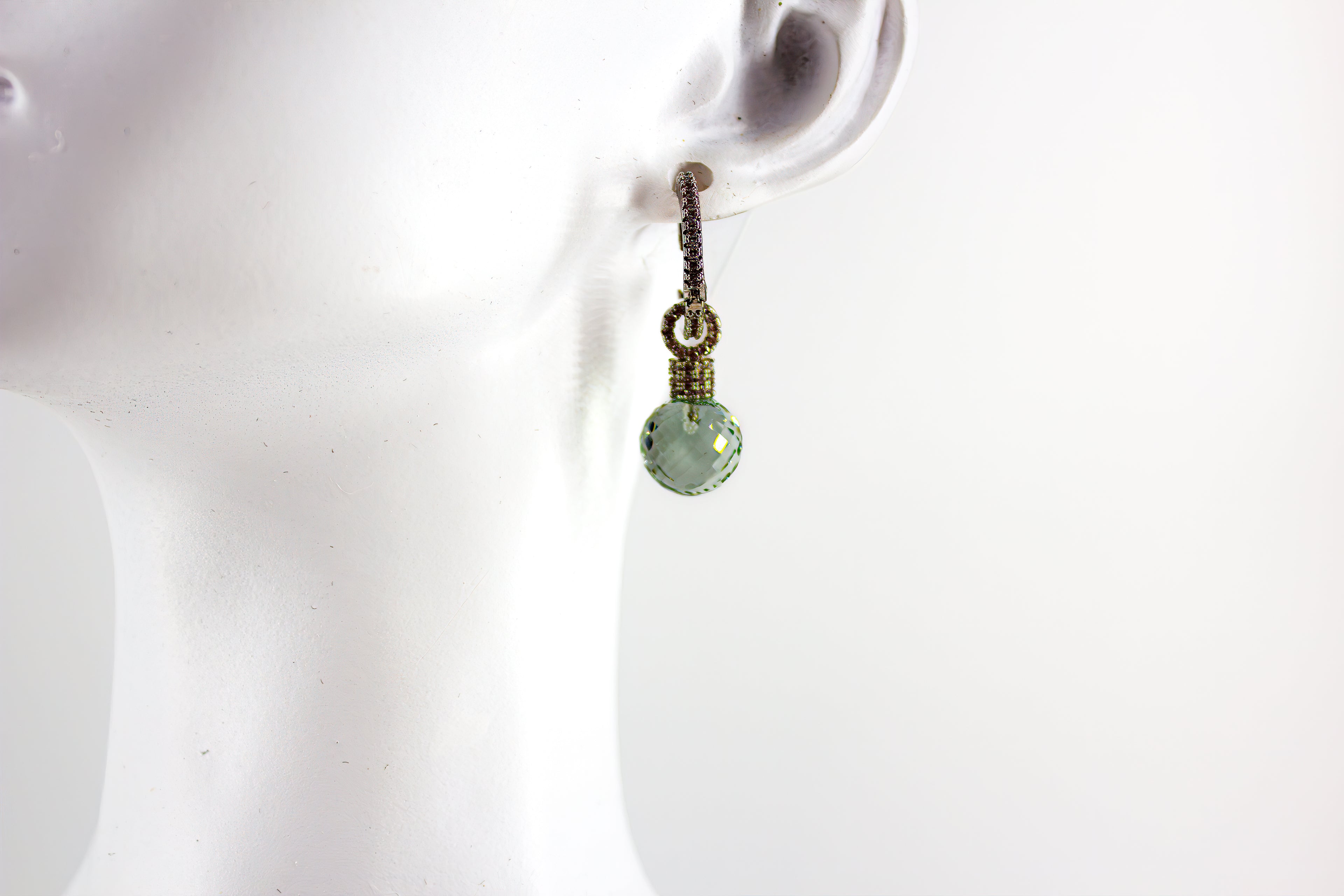 Green amethyst set - earrings and ring