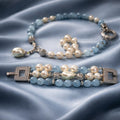 Set Swarovski pearls and aquamarine